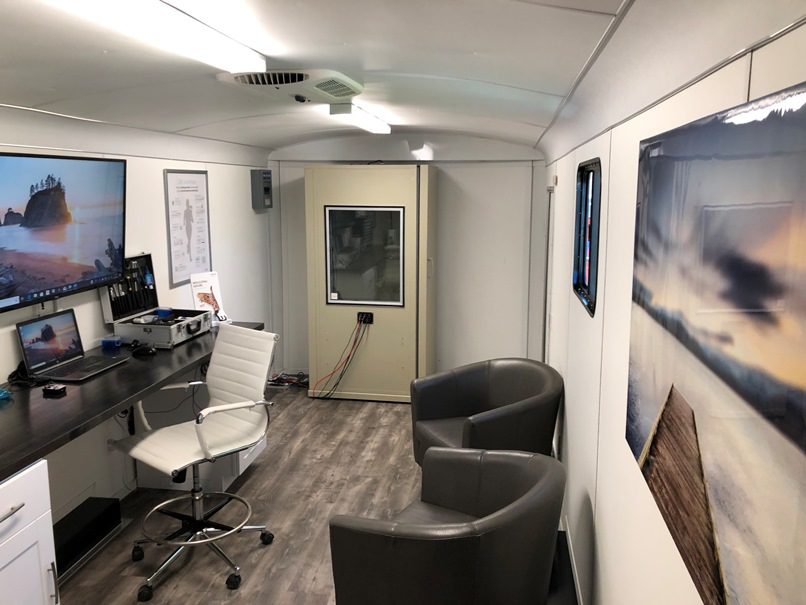 hearing assessment booth inside mobile clinic