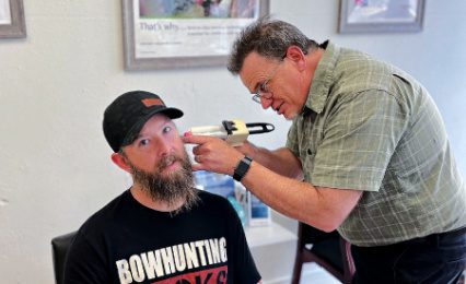 hearing test booth inside mobile clinic